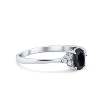 Oval Cut Wedding Ring Simulated Black CZ 925 Sterling Silver
